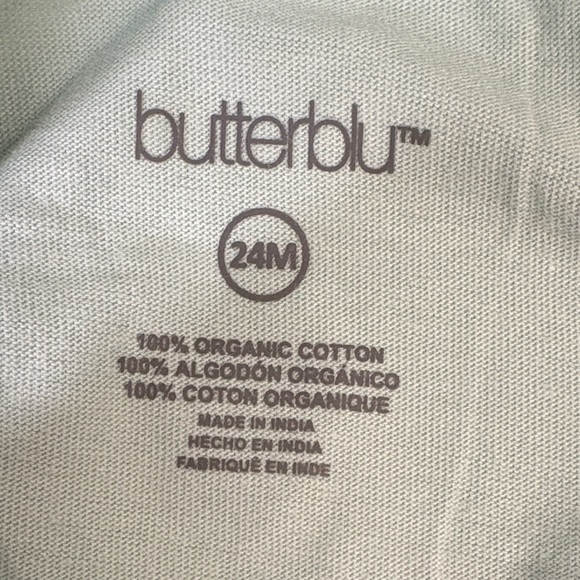 Butterblu Organic Cotton Long-Sleeve Crew Neck Tees Mint Gray White Size 24M - Picture 3 of 7